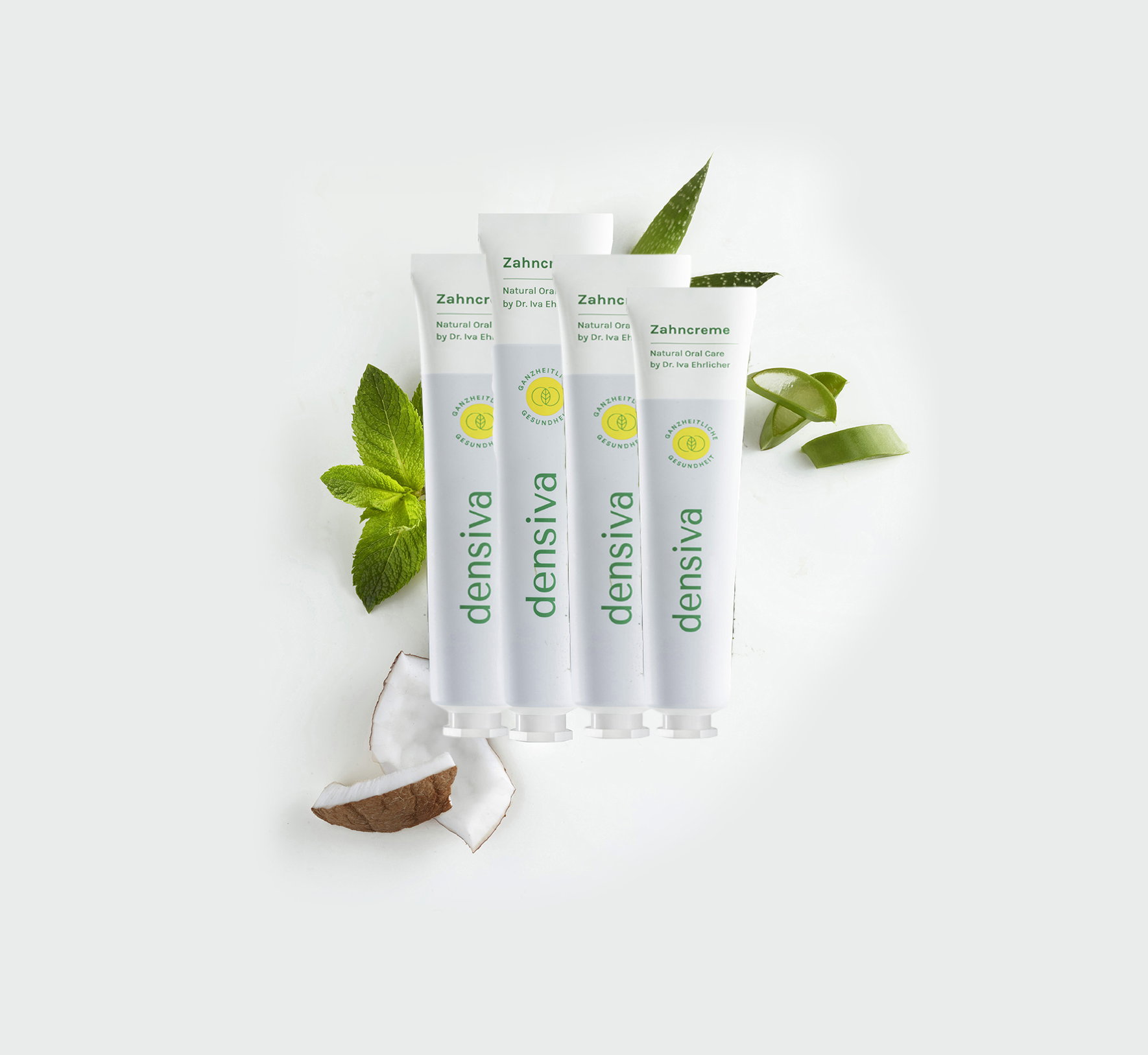 Paket Bundle von 4 Stück Densiva natürliche Zahncreme mit biomimetischem Hydroxylapatit und Phytovedakomplex zur Pflege von Zähnen und Zahnfleisch